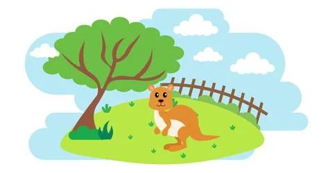Kangaroo Vector Cute Animals in Cartoon Style, Wild Animal, Designs for Baby  Illustrazione stock