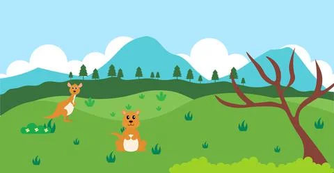 Kangaroo Vector Cute Animals in Cartoon Style, Wild Animal, Designs for Baby  Stock Illustration