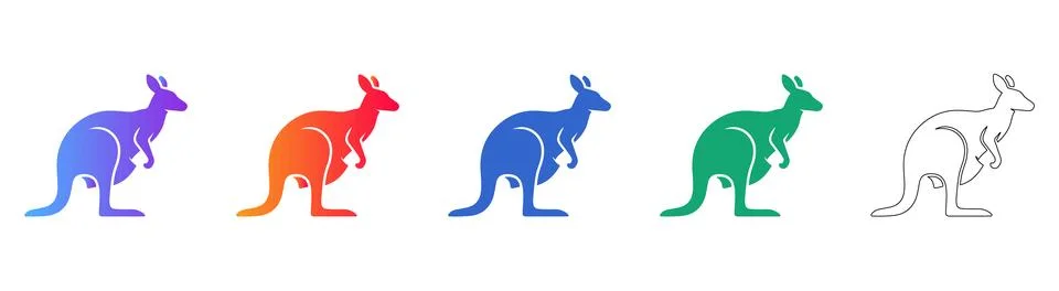 Kangaroo Wildlife Design Elements 库存插图