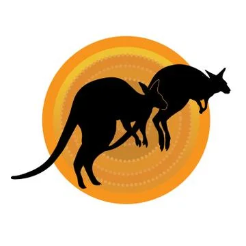 Kangaroos Running Stock Illustration