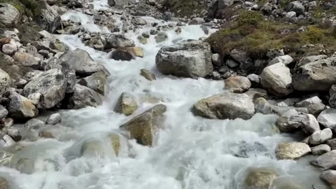 Kangchenjunga River and Waterfalls View in the Nepalese Himalayas Stock Footage 336817170