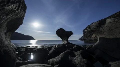 Kannenstein with moonlight Stock Footage 88309392