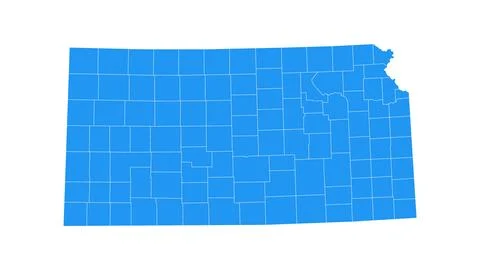 Kansas administrative map. counties map of Kansas, blank Map, empty Kansas .. Stock Illustration