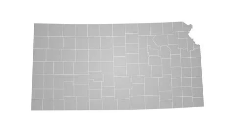 Kansas administrative map. counties map of Kansas, blank Map, empty Kansas .. Stock Illustration