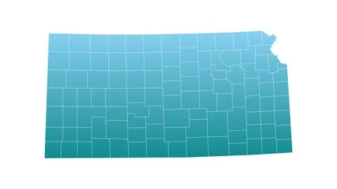 Kansas administrative map. counties map of Kansas, blank Map, empty Kansas .. Stock Illustration