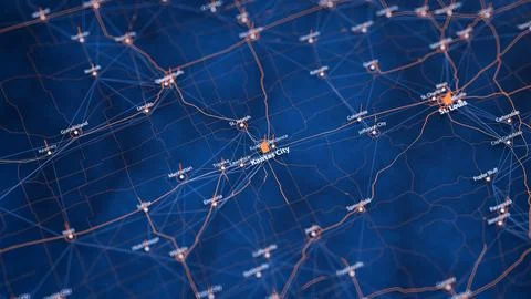 Kansas City map big data visualization. Futuristic map infographic of city in Illustrazione stock
