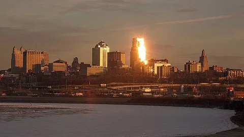 Kansas City Skyline Time Lapse Stock Footage