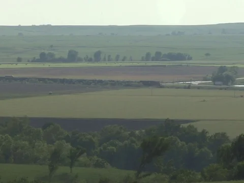 Kansas Countryside Train Passing Stock Footage 77737694