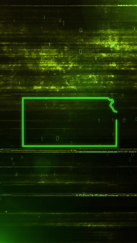 Kansas Digital Futuristic Glitch Map Stock Footage 334725585