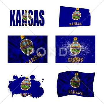 Kansas flag collage Stock Illustration
