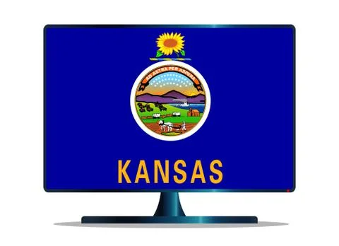 Kansas Flag TV Stock Illustration