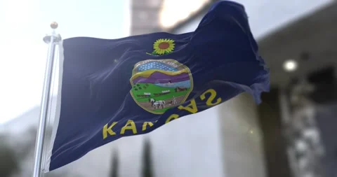 Kansas flag waving-seamless-loop-4k-60fps Stock Footage 345036095