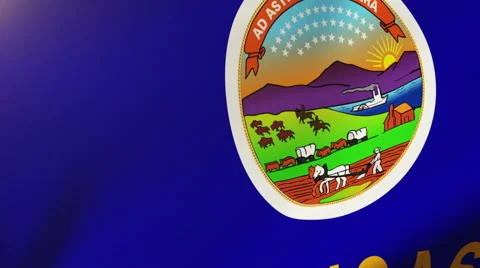 Kansas flag waving in the wind. Looping sun rises style.  Animation loop Stock-Footage 48164703