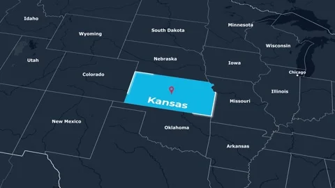 Kansas Map Animation Locator Zoom 4K Motion Graphic Stock Footage 342270580