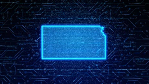 Kansas Map Digital Technology Opener Stock Footage 335475708