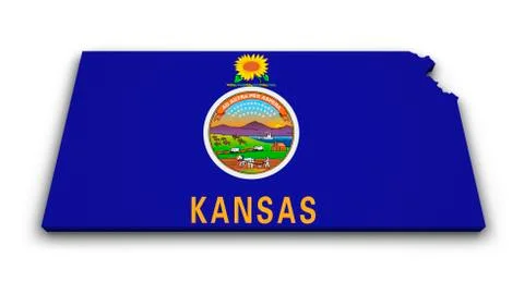 Kansas map flag shape Stock Illustration