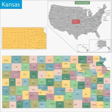 Kansas map Stock Illustration