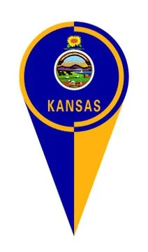 Kansas Map Pointer Location Flag イラスト素材