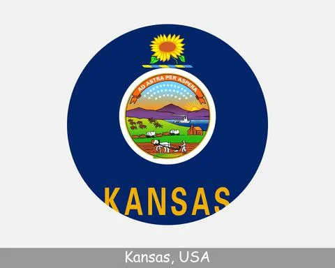 Kansas Round Flag NO LAYER Stock Illustration