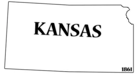 Kansas State and Date 스톡 일러스트