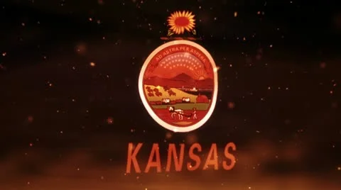Kansas state flag on fire Video stock 11059733