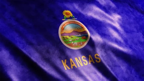 Kansas State Flag Grunge Stock Footage 249039601