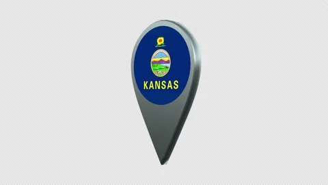 Kansas State Flag Location Map Marker Pin With Alpha Channel Looped Stock Footage 239456443