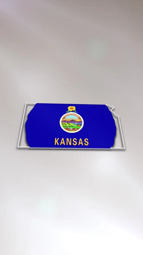 Kansas State Flag on Map Stock Footage 278265711