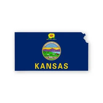 Kansas State Flag Map Stock Illustration