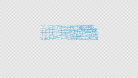 Kansas State Line Map Self Drawing Animated Overlay, Alpha 4K 库存影片 340293014