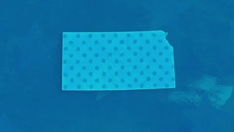 Kansas State Map with Blue Dotted Texture Stock-Footage 347285980