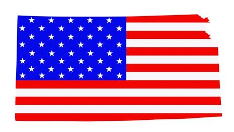 Kansas state map vector silhouette illustration. 스톡 일러스트