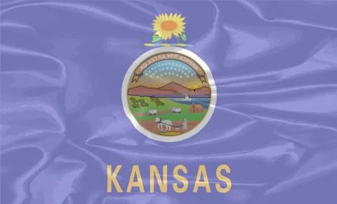 Kansas State Silk Flag Stock Illustration