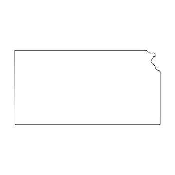 Kansas, state of USA - solid black outline map of country area. Simple flat Stock Illustration