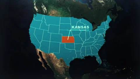 Kansas US State Satellite Map Animation V2 Stock Footage 309089783