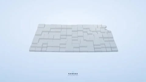 Kansas USA state map 3D animation seamless loop Stock Footage 341068108