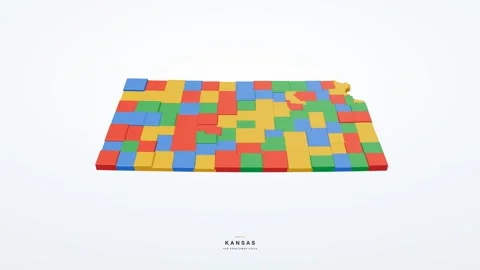 Kansas USA state map 3D animation seamless loop Stock Footage 341069604