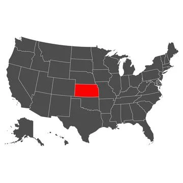 Kansas vector map. High detailed illustration. Country of the United States o Stock Illustration