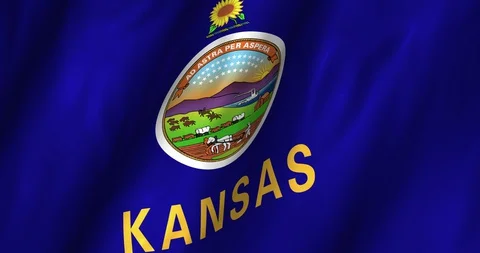 Kansas Waving Flag 4K Stock Footage 127868025