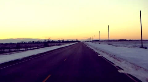 Kansas winter road during sunset 스톡 동영상 46388317