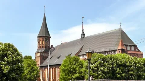 Kant's cathedral in Kaliningrad Stock Footage 11057490
