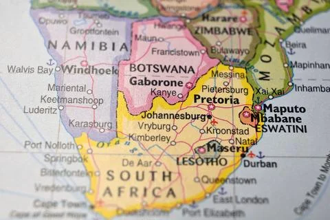 Kanye Botswana  Map Location with Blurred Background Foto stock
