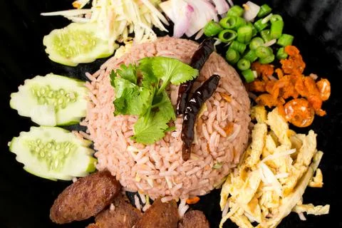 Kao Klook Ga-pi (Rice Mixed with Shrimp paste) closeup Stock Photos