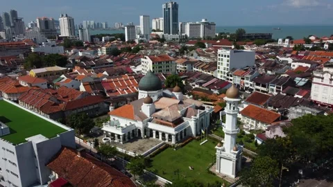 Kapitan Keling mosque panoramic view, Georgetown, Penang, Malaysia 4K Stock Footage 260386925