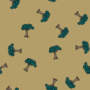Kapok tree jungle amazon vector seamless pattern Stock Illustration