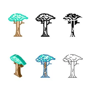Kapok tree jungle range amazon color icon vector Stock Illustration