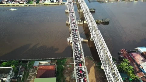 Kapuas Bridge and Duplicate Stock Footage 304071766