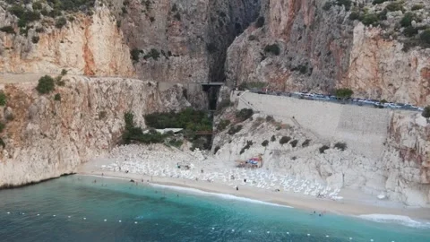 Kaputas Beach aerial drone flight towards the shore Stock Footage 344534393