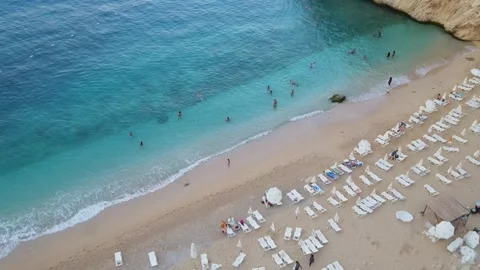 Kaputas Beach Turkey static aerial view of shore and sea Stock Footage 344534471