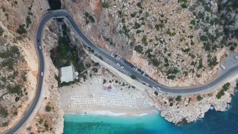 Kaputas Beach Turkey static aerial top-down view Stock Footage 344534656